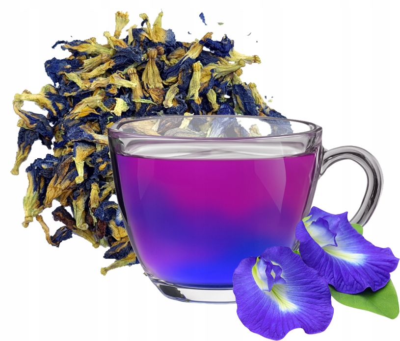 niebieska herbata klitoria ternateńska butterfly pea tea kwiaty 25g niebieska herbata klitoria ternateńska butterfly pea tea kwiaty 25g