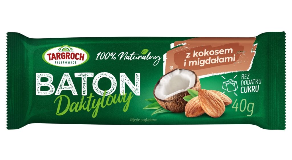 baton daktylowy bez dodatku cukru z kokosem i migdałami targroch 40g