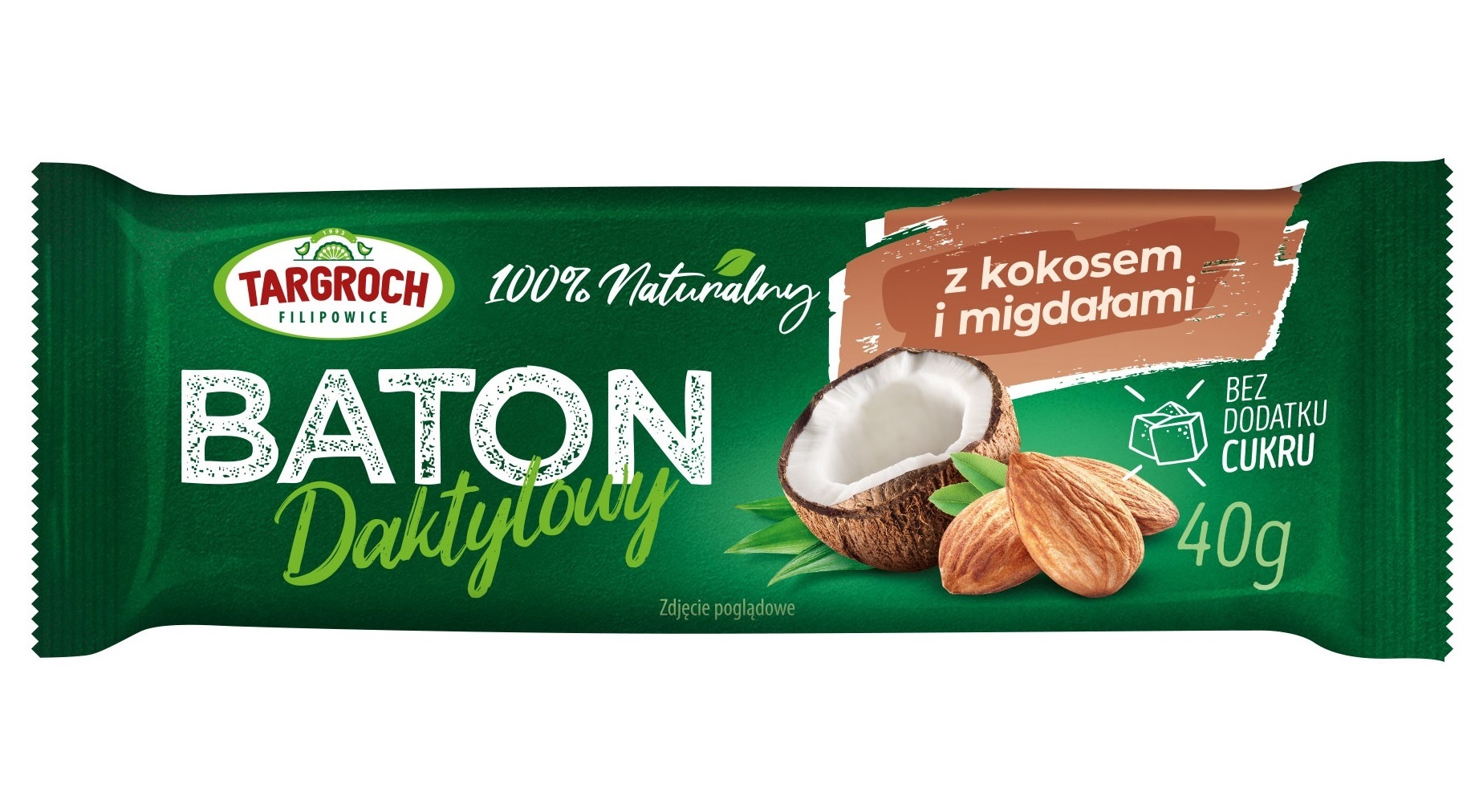 baton daktylowy bez dodatku cukru z kokosem i migdałami targroch 40g baton daktylowy bez dodatku cukru z kokosem i migdałami targroch 40g